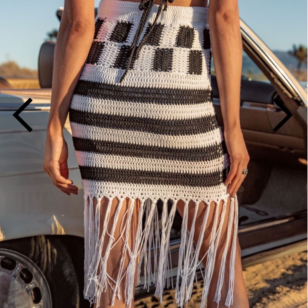 Checked Out Crochet Fringe Skirt - Picture 6 of 6